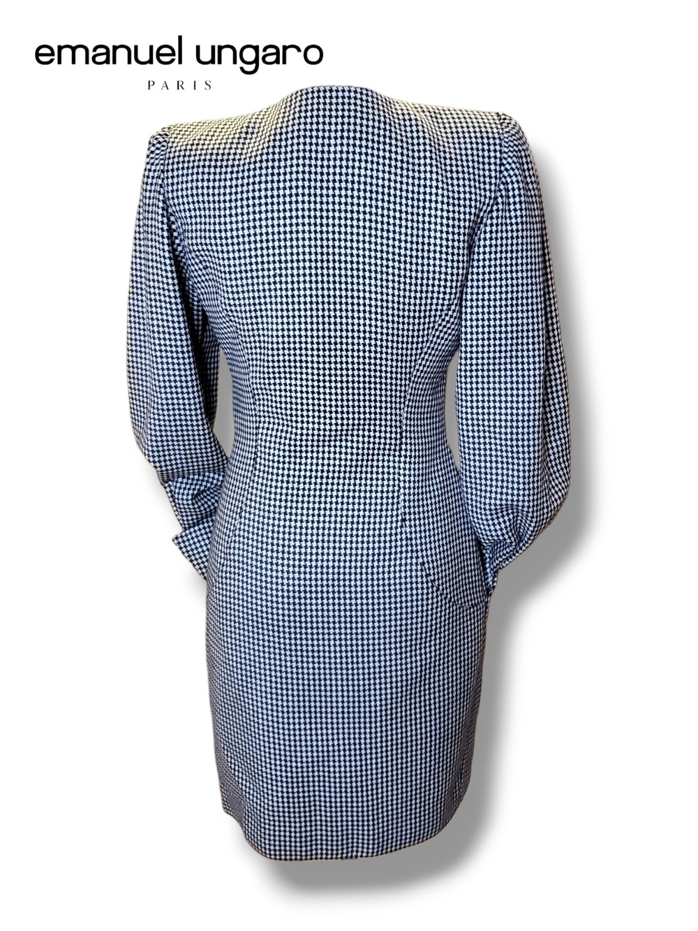 Emanuel Ungaro Parallele Houndstooth Button Front Dress Size 4 Vintage Luxury - Picture 5 of 17